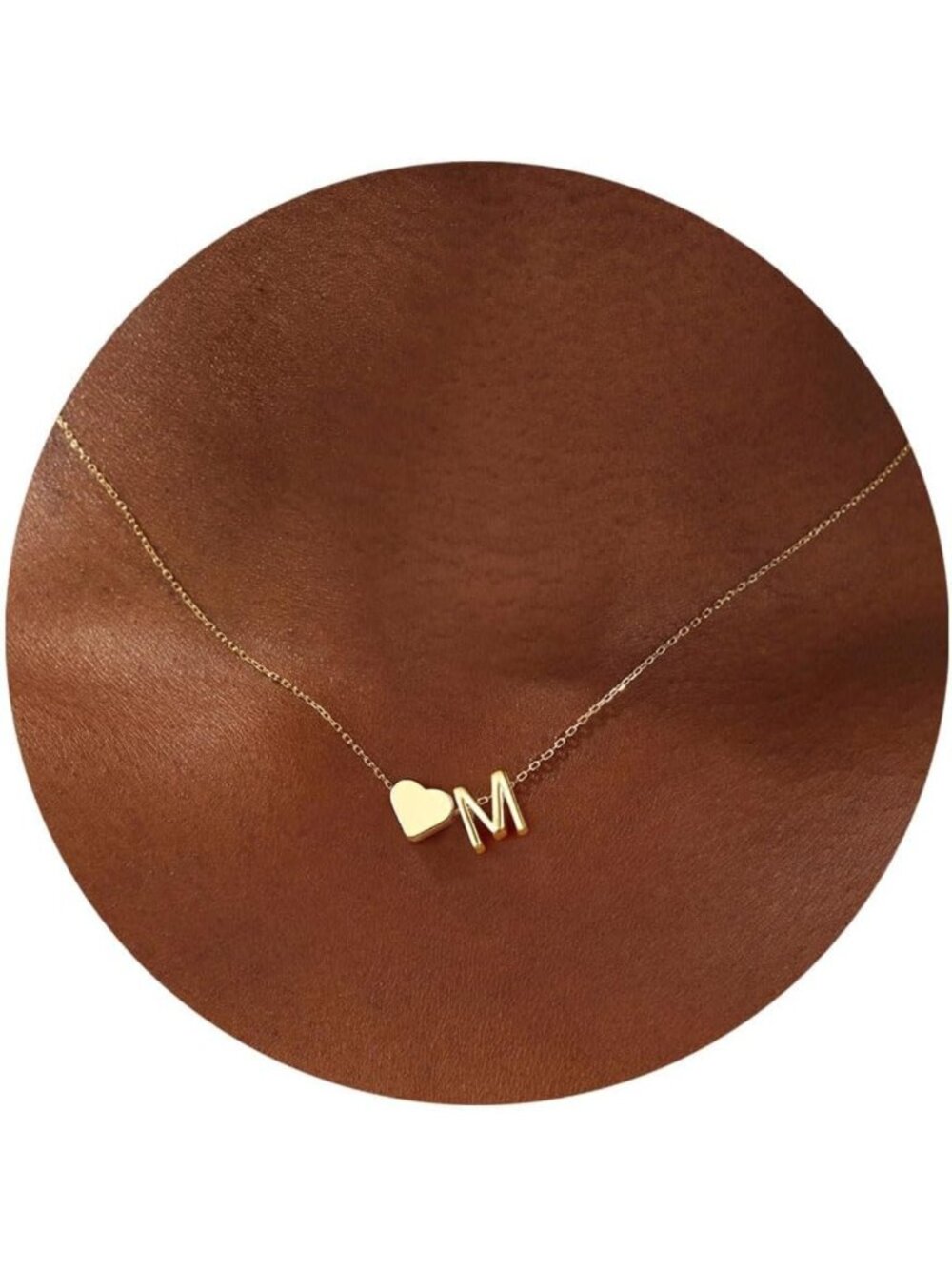 Dainty Heart Initial Necklace - 18K Gold Plated A-Z Pendant for Women & Teens